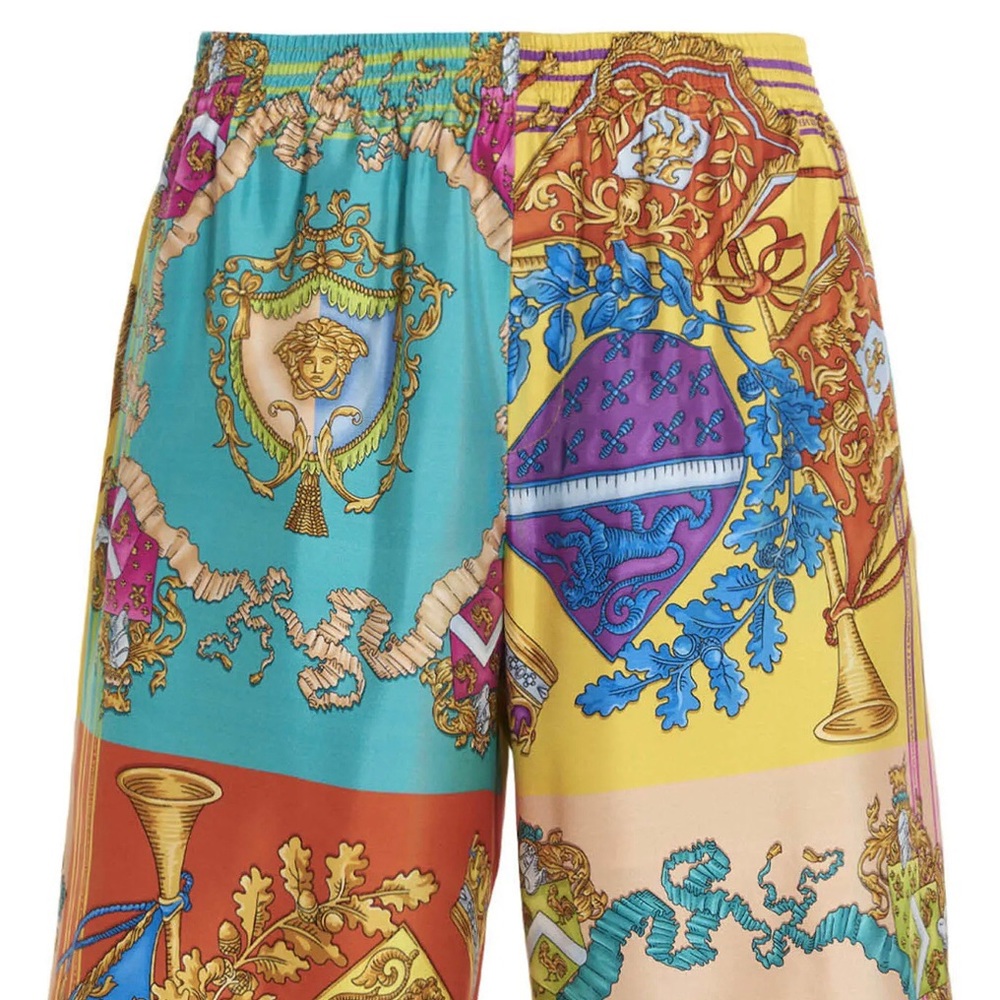 Used Versace Mens Royal Rebellion 100% Silk Shorts Size 48 IT